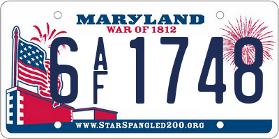 MD license plate 6AF1748
