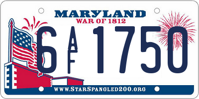 MD license plate 6AF1750