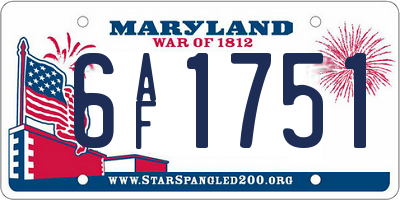 MD license plate 6AF1751