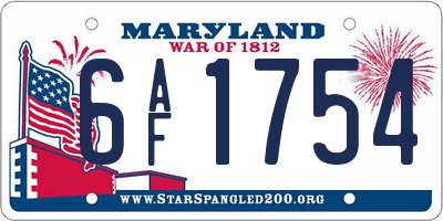 MD license plate 6AF1754