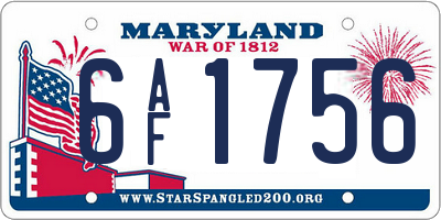 MD license plate 6AF1756
