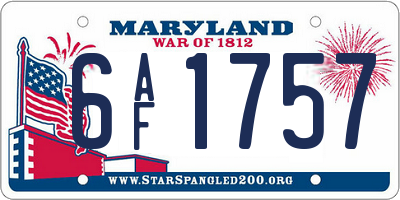 MD license plate 6AF1757