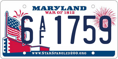 MD license plate 6AF1759