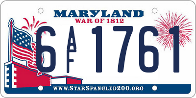MD license plate 6AF1761