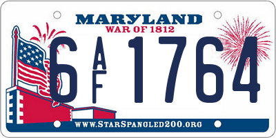 MD license plate 6AF1764