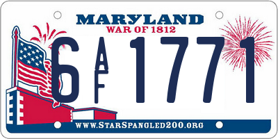 MD license plate 6AF1771