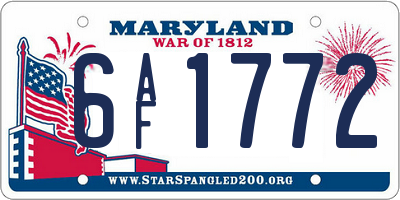 MD license plate 6AF1772