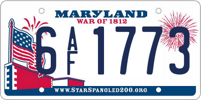 MD license plate 6AF1773