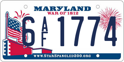 MD license plate 6AF1774