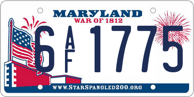 MD license plate 6AF1775