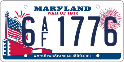 MD license plate 6AF1776
