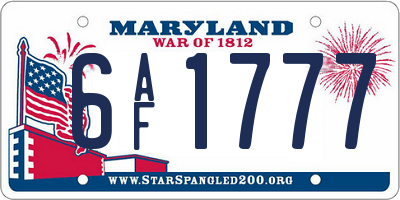 MD license plate 6AF1777