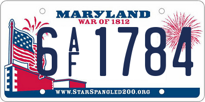 MD license plate 6AF1784