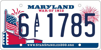 MD license plate 6AF1785