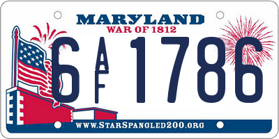 MD license plate 6AF1786