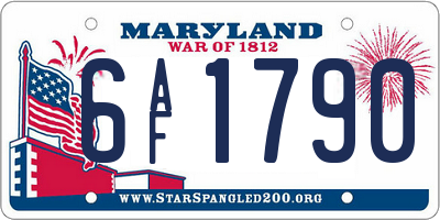 MD license plate 6AF1790