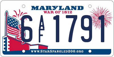 MD license plate 6AF1791