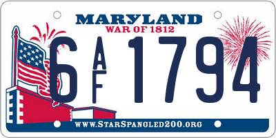 MD license plate 6AF1794