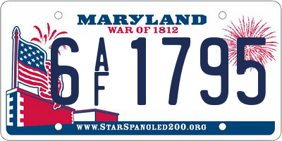 MD license plate 6AF1795