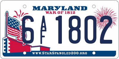 MD license plate 6AF1802