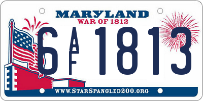 MD license plate 6AF1813
