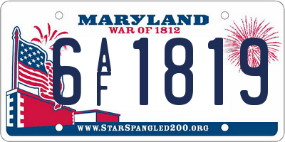 MD license plate 6AF1819