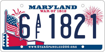 MD license plate 6AF1821