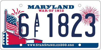 MD license plate 6AF1823