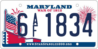 MD license plate 6AF1834
