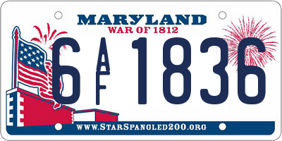 MD license plate 6AF1836
