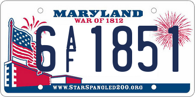 MD license plate 6AF1851