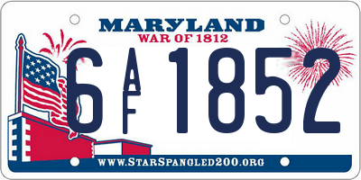 MD license plate 6AF1852