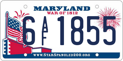 MD license plate 6AF1855