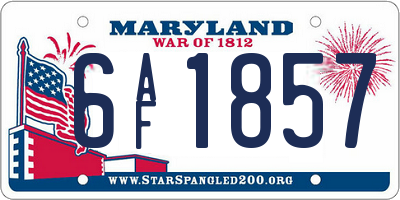 MD license plate 6AF1857