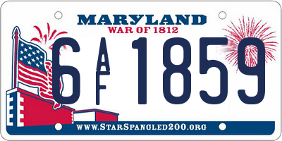 MD license plate 6AF1859