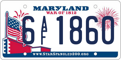 MD license plate 6AF1860