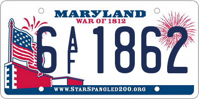 MD license plate 6AF1862
