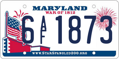 MD license plate 6AF1873