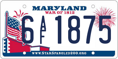 MD license plate 6AF1875