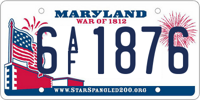 MD license plate 6AF1876