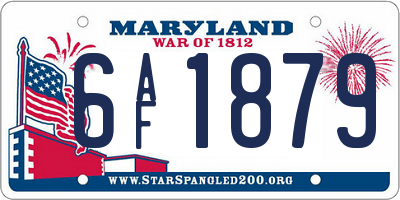 MD license plate 6AF1879