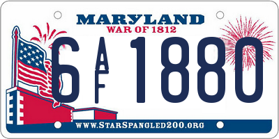MD license plate 6AF1880