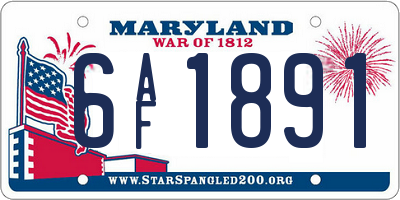 MD license plate 6AF1891