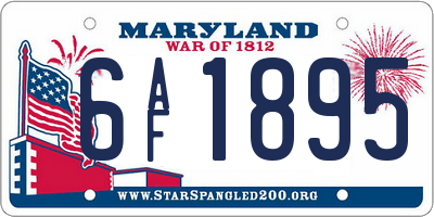 MD license plate 6AF1895