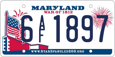 MD license plate 6AF1897