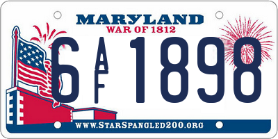 MD license plate 6AF1898
