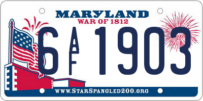 MD license plate 6AF1903