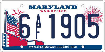 MD license plate 6AF1905