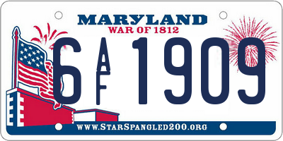 MD license plate 6AF1909
