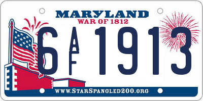 MD license plate 6AF1913